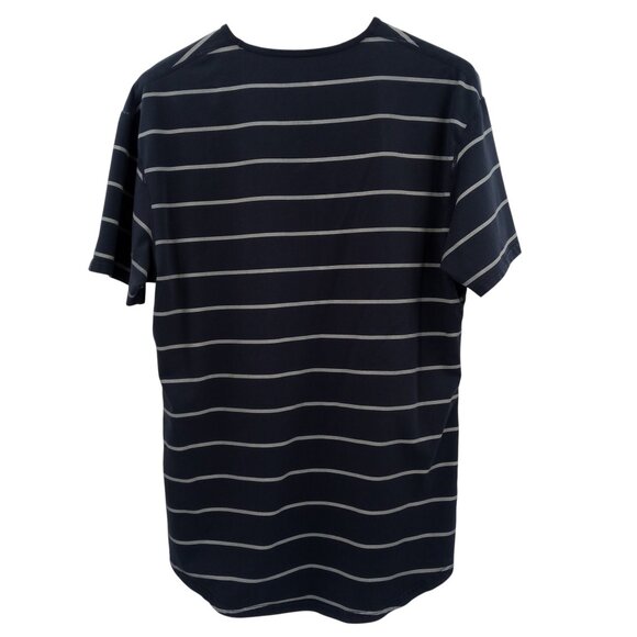 BYLT Drop Cut S/S Lux Blue Short Sleeve Striped T Shirt Size L Stretch Casual - Picture 6 of 9